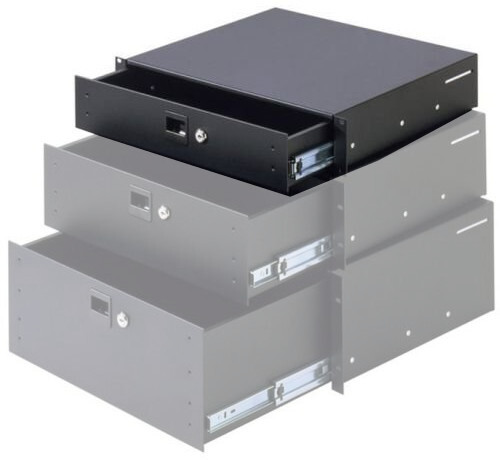 87402 19" Rack Drawer 2 U (steel, w/ cylinder lock & 2 keys)