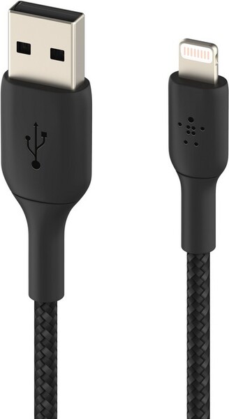 Braided Lightning to USB-A Cable (15cm - black)