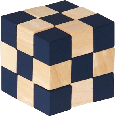 IQ Test Wooden Snake Cube (natural / black)