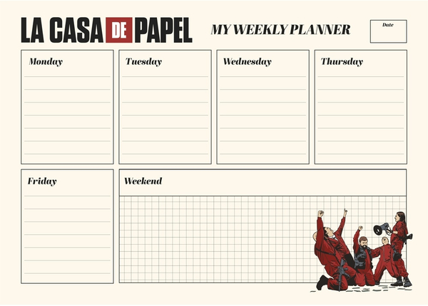 A4 Weekly Planner La Casa de Papel (EN)