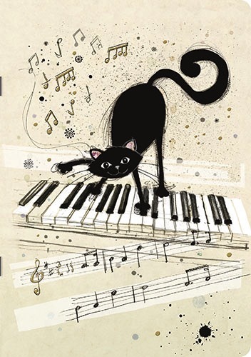 A5 Liniertes Softcover Notizbuch Chat Piano