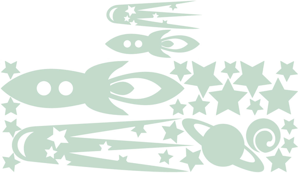 Glow-in-the-Dark Rocket, Comet, Stars & Planets (24 stickers)