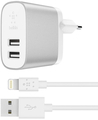 Boost 2-Port Home Charger 24W/4.8 Amp With Lightning Cable (silver)