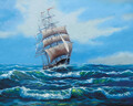Tsvetnoy Ship with White Sails (40x50 cm)