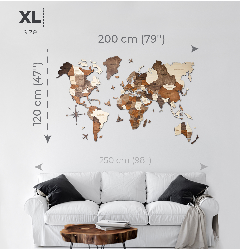 Download Enjoy The Wood 3d Multilayered World Map Full Multicolored Size Xl